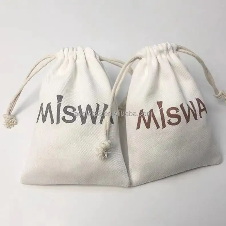Bolsa de algodón y cáñamo con cordón ajustable, bolso de almacenamiento personalizado