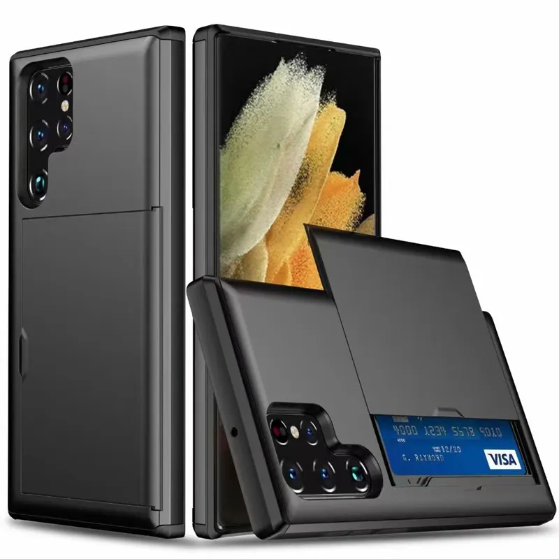 Casing ponsel Samsung S23, casing ponsel PC ultra keras dengan Slot kartu 2024