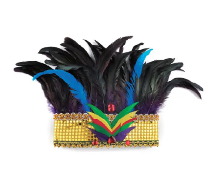 Venta al por mayor disfraz hacer plumas extensión de cabello moda pluma azul tocado indio sombrero para decoración de fiesta de Carnaval