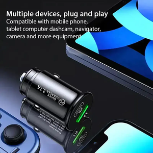 迷你汽车充电器A + C插座适配器3.1A快速充电PD Usb C汽车充电器QC3.0适配器双端口C型汽车充电器 - Product Image 2