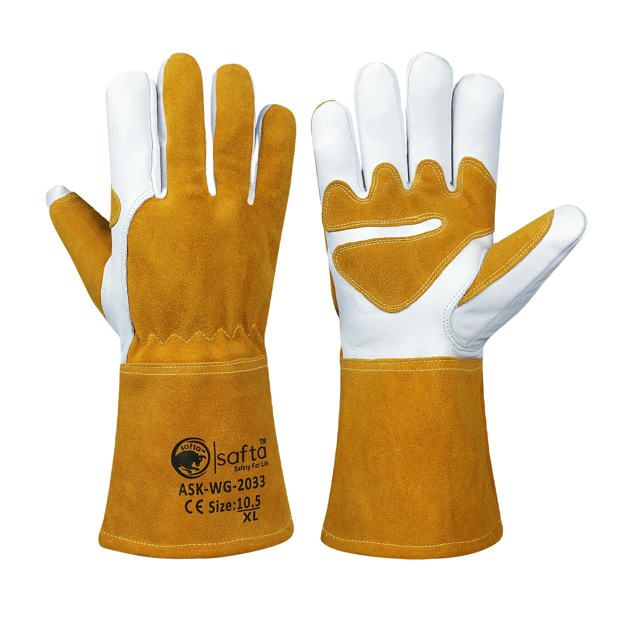 Guantes de soldadura resistentes al calor extremo, industriales, alta resistencia, MIG, guantes de seguridad, trabajo pesado de cuero, seguridad de Palma