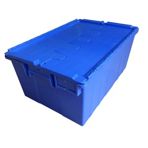ソリッドスタイルネスティングプラスチック移動箱蓋付きスタック可能プラスチック収納容器 - Product Image 1