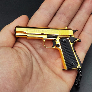 2023 TS 1:3 altın renk 1911 tam Metal tabanca modeli oyuncak anahtarlık Mini tabanca modeli anahtarlık - Product Image 2