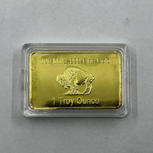 快速交货金属水牛金条镀金1盎司金条方形硬币锭