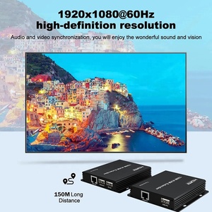 Xput <span class=keywords><strong>HD</strong></span> HDMI KVM USB genişletici 150M RJ45 fazla Cat5e/6 Ethernet ile IR 1080P 3D HDMI sinyal ağ genişletici TX RX desteği KVM