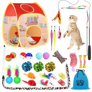 Juguetes para gatos, surtidos de juguetes para gatitos, juego de juguetes de hierba gatera con túnel de 2 vías, pluma de gato, hierba gatera, peces, ratones, bolas y campanas - Product Image 1