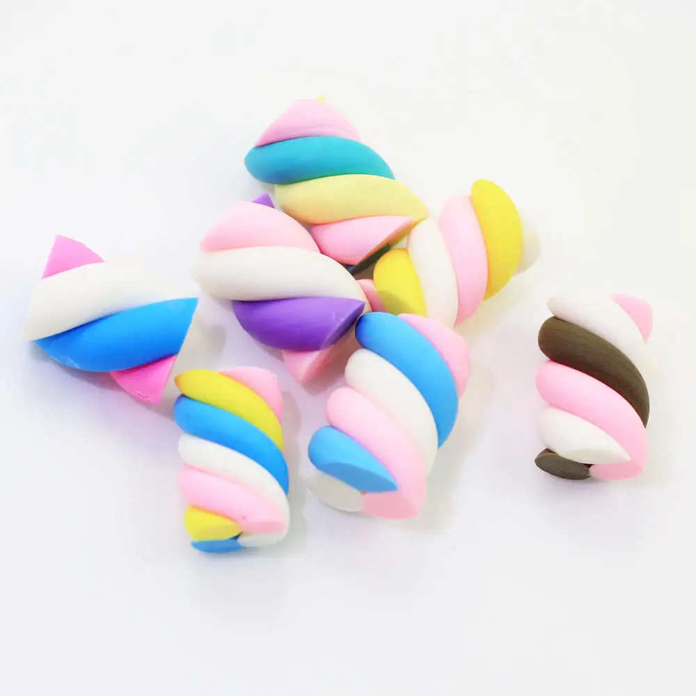 Kawaii Spiral 3D Polymer Clay Marshmallow Miniature Slime Charm For Mud Filler Inlay Slime Supplies Sweets Toys