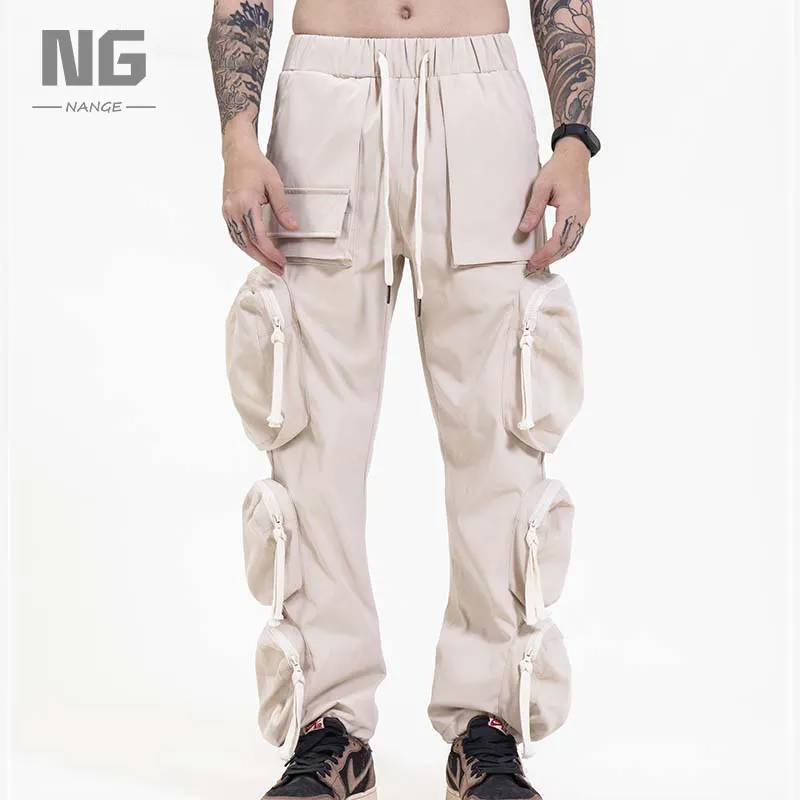 फैशन Streetwear Drawstring जिपर चौग़ा कस्टम छह जेब आउटडोर पहनने प्रतिरोधी Mens कार्गो पैंट