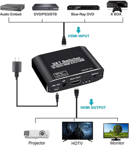 3 in 1 Out 4K HDMI Switch 3x1 HDMI 2.0 Switcher IR uzaktan kumanda ile PS4 Xbox için HDCP 2.2 4K @ 60Hz HDR 3D destekler - Product Image 3
