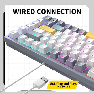 T82 Compact TKL Teclado para juegos de computadora con cable 82 teclas 75% Interruptor rojo LED retroiluminado Interfaz USB Color Laptop PC Juegos
