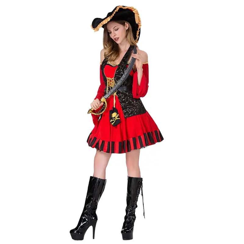 Costume de pirate adulte pour femme robe de déguisement sexy de capitaine Cosplay