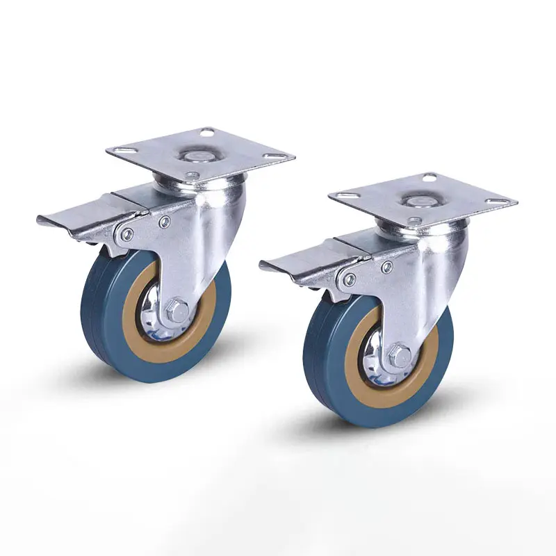 Hm2218 קל pvc גומי אפור גלגלים בלם מדף אוניברסלי casters העגלה מזון השטוח סל מזון העגלה בלם שטוח גלגלים