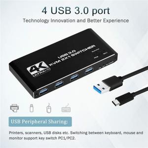OEM Factory K2 Dual Computer Control 4K 60Hz USB <strong>3</strong>.0 <strong>KVM</strong> <strong>Switch</strong> 2 in <strong>1</strong> Out Adapter <strong>KVM</strong> <strong>Switch</strong> Adapter