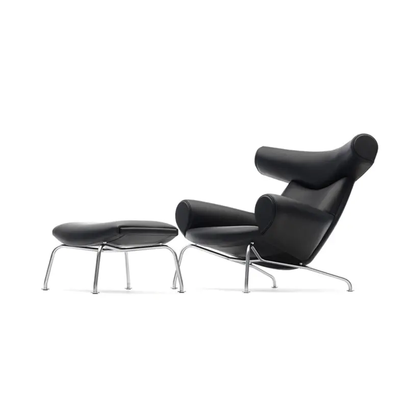 Sillón reclinable de cuero negro de lujo italiano moderno, sofá individual para sala de estar