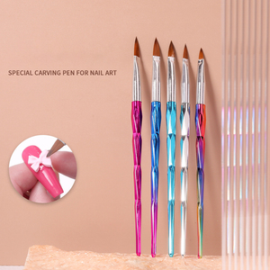 Akrilik tırnak tasarım jeli lehçe boyama fırça 3d Nail Art Liner fırça 5 adet naylon saç tırnak fırçası - Product Image 3