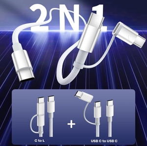 สายชาร์จเร็ว2-in-1แบบถัก PD USB C ไปยัง8Pin สายเคเบิลข้อมูล60W 20W สำหรับคอมพิวเตอร์ IOS USB C ไปยัง USB C สายสำหรับชาร์จได้อย่างรวดเร็ว - Product Image 5
