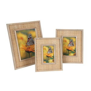 Marcos de fotos de mimbre rústico personalizables, marco de fotos de ratán para decoración del hogar, impresión UV para pared o mesa de escritorio