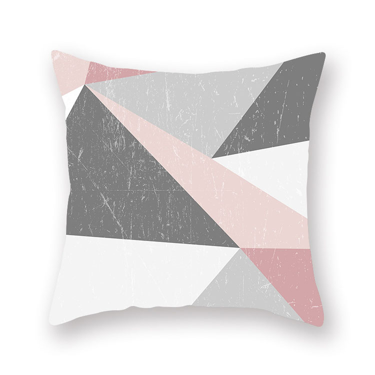 ins Nordic style rose gold pink peach skin velvet cushion cover geometric patchwork velvet cushion cover sofa seat cushion cover