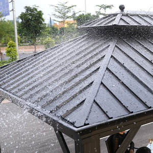 <strong>Gazebos</strong> New Design Luxury Round <strong>Gazebo</strong> Pavilion Waterproof Anti-UV Poly Roof Garden Round <strong>Gazebo</strong> with Aluminium Frame PC Board - Product Image 6