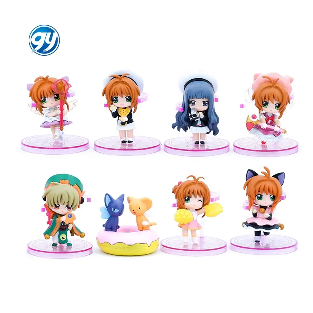 GY 8 unids/set lindo Card Captor personaje de dibujos animados Sakura Kinomoto colección modelo juguete Anime PVC figura conjunto