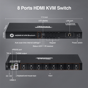 TESmart 4k 60hz 8x1 Hdmi <strong>Kvm</strong> <strong>Switch</strong> USB Keyboard Video Mouse <strong>Switch</strong> Usb Port <strong>Kvm</strong> <strong>Console</strong> <strong>Kvm</strong> 8 Hdmi - Product Image 3