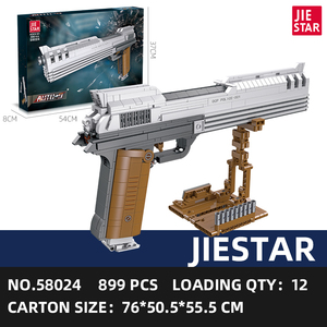 JIESTAR2023新着アダルトDIY AUTO-9ハンドガンモデルmocビルディングブロックセット弾丸SWATアーミーショットガンピストルおもちゃの銃 - Product Image 6