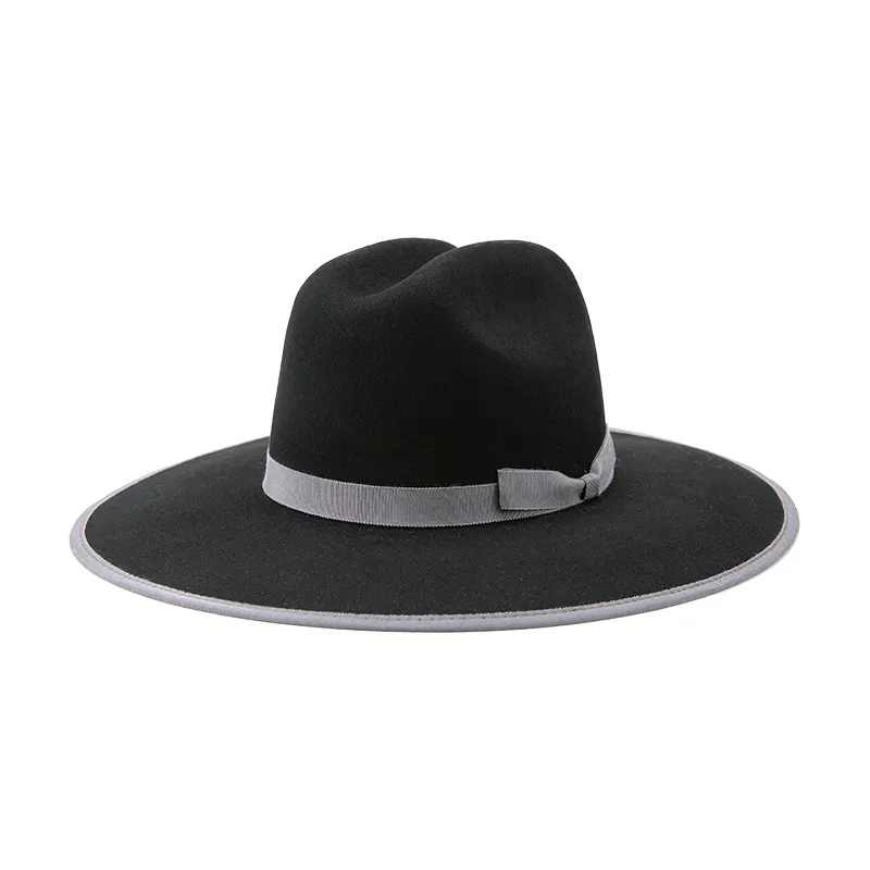Sombrero de lana Panamá de ala ancha para hombre y mujer, sombrero Fedora de 52Cm con hebilla, 100%