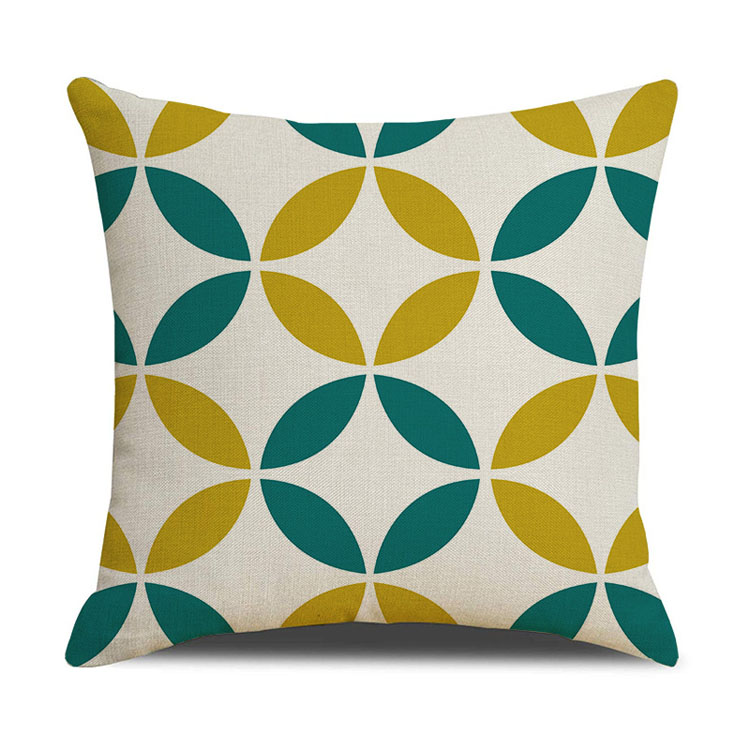 Home Living Room Sofa Cushion Pillowcase Waterproof Antifouling Oilproof Custom Digital Printing Polyester Linen Cushion Cover