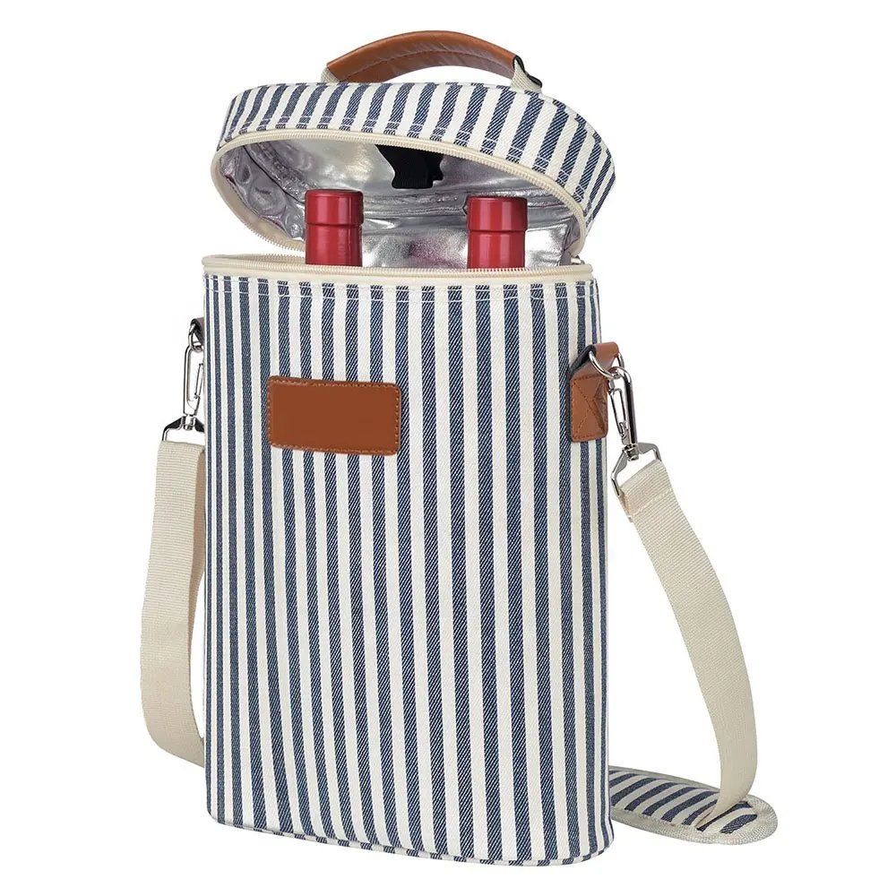 Оптовая продажа, герметичная Герметичная сумка-переноска с 2 бутылками для вина, сумка-холодильник для путешествий, изолированная сумка из алюминиевой фольги с логотипом
