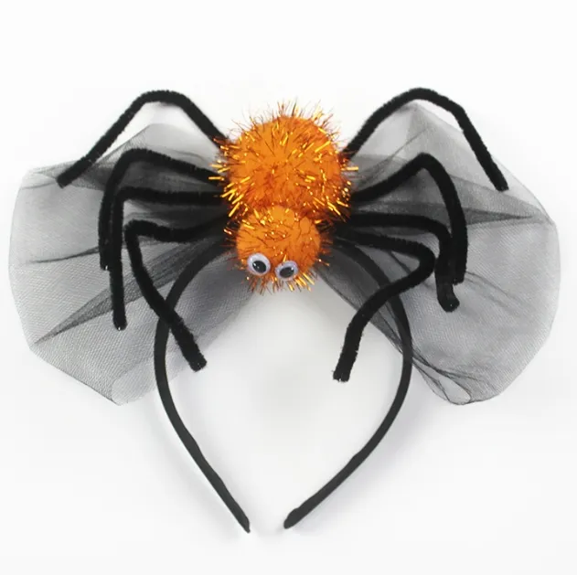 Diadema de Halloween Fiesta navideña Danza Diadema de araña Viuda negra felpa espeluznante tocado de broma