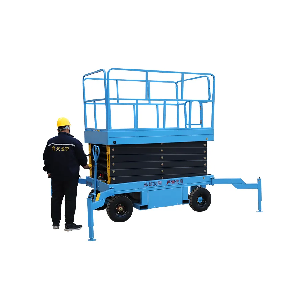 Hand push manual move electric hydraulic lift Scissor Lift PlatformTracked Spider Lift