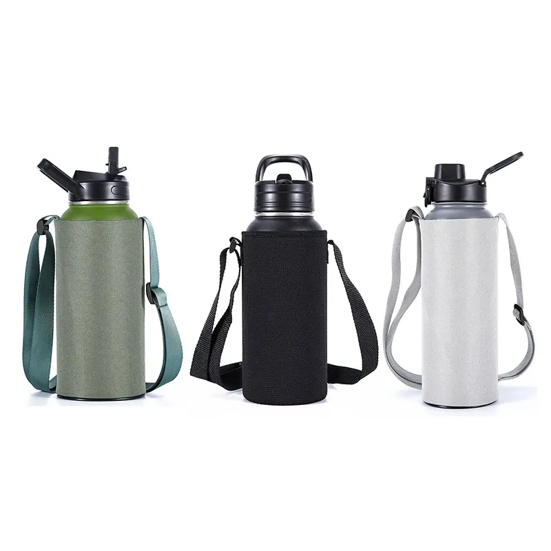 Termo grande de 32oz con bolsa de transporte de tela, botella de agua con tapa y funda, boca ancha, hidratada