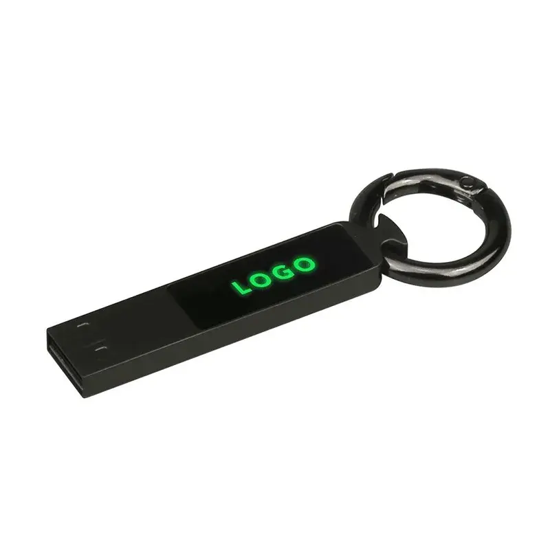 Regalo promozionale Mini Metal 8/16/32/64GB Thumbdrive USB Stick portachiavi Logo LED personalizzato chiavetta USB