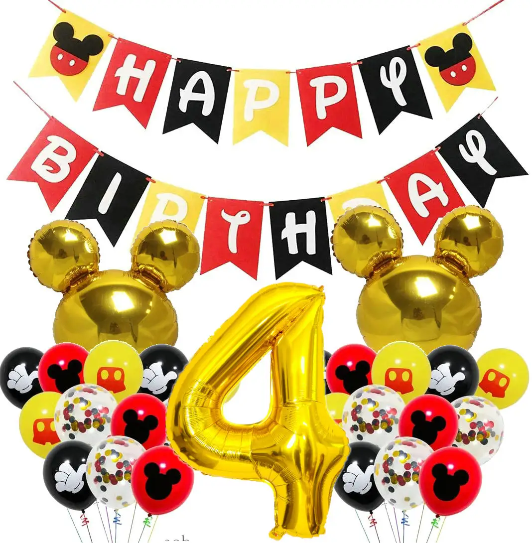 Decorações para festas de mickey e minnie, balões desenhados para festas, decoração de aniversário de meninos e crianças