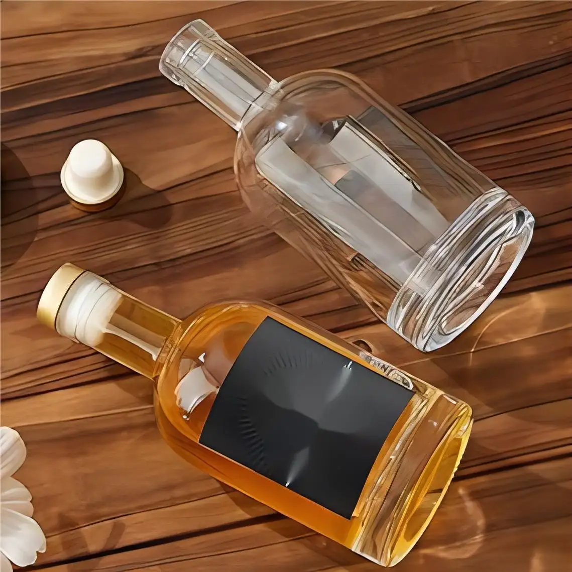 Schlussverkauf individuelle Spirituosenflasche hohe Qualität schnelle Lieferung Whiskey Wodka Brandy Rum Flaschen Glas Alkoholflasche hergestellt in China