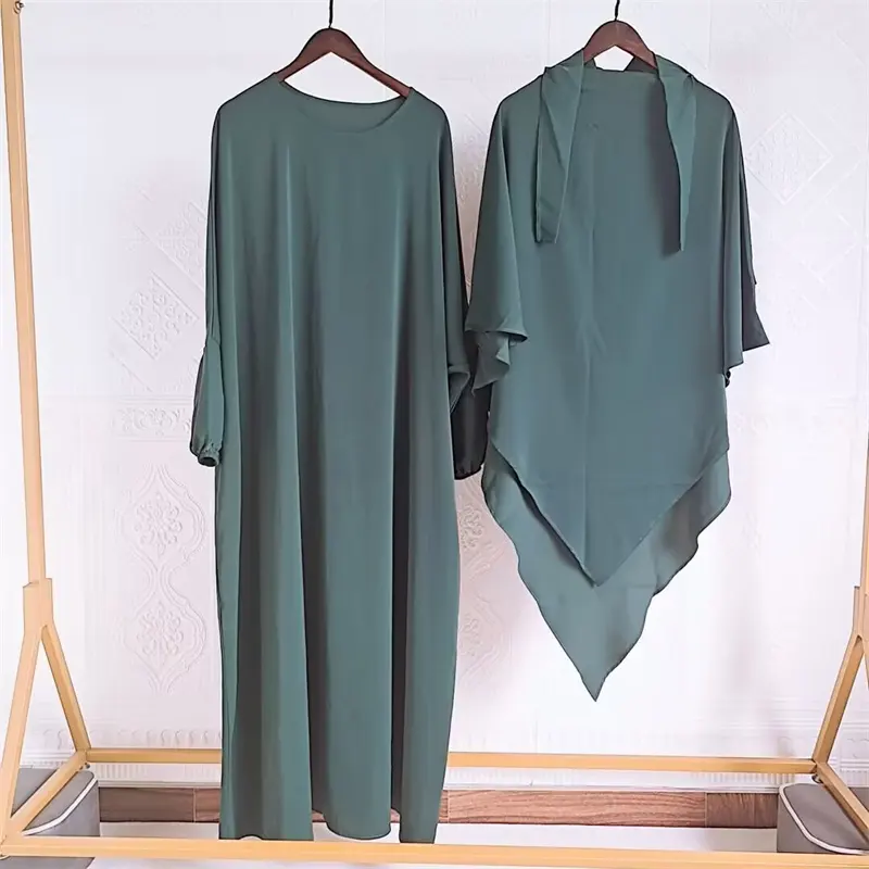 Moda Abaya Vestuário Islâmico 2023 Eid Oração Abaya Set Modest Vestidos E Duas Camadas Khimar Turquia Dubai Abaya Vestido Muçulmano