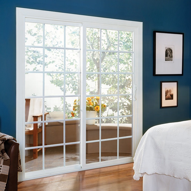 Villa door Modern design European standard double panels swing style wood door with glass