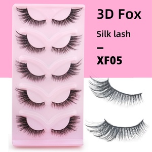 הסיטונאי 5 זוגות faux mink <span class=keywords><strong>fox</strong></span> ריסים xf 3d רך משי חתול רצועת ריסים תווית פרטית