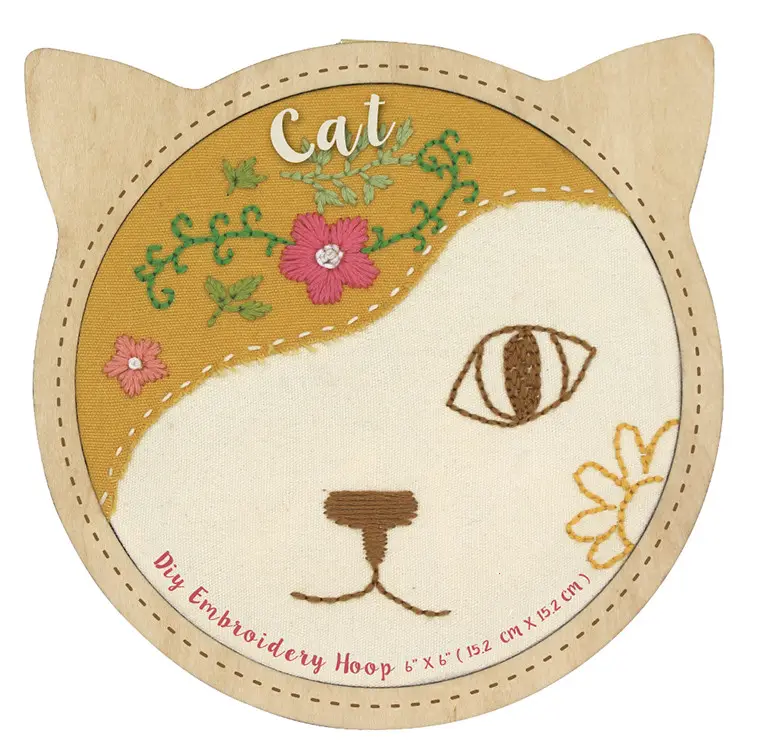Hand knitting toy embroidery material package handmade diy European embroidery kit with cute cat for kids