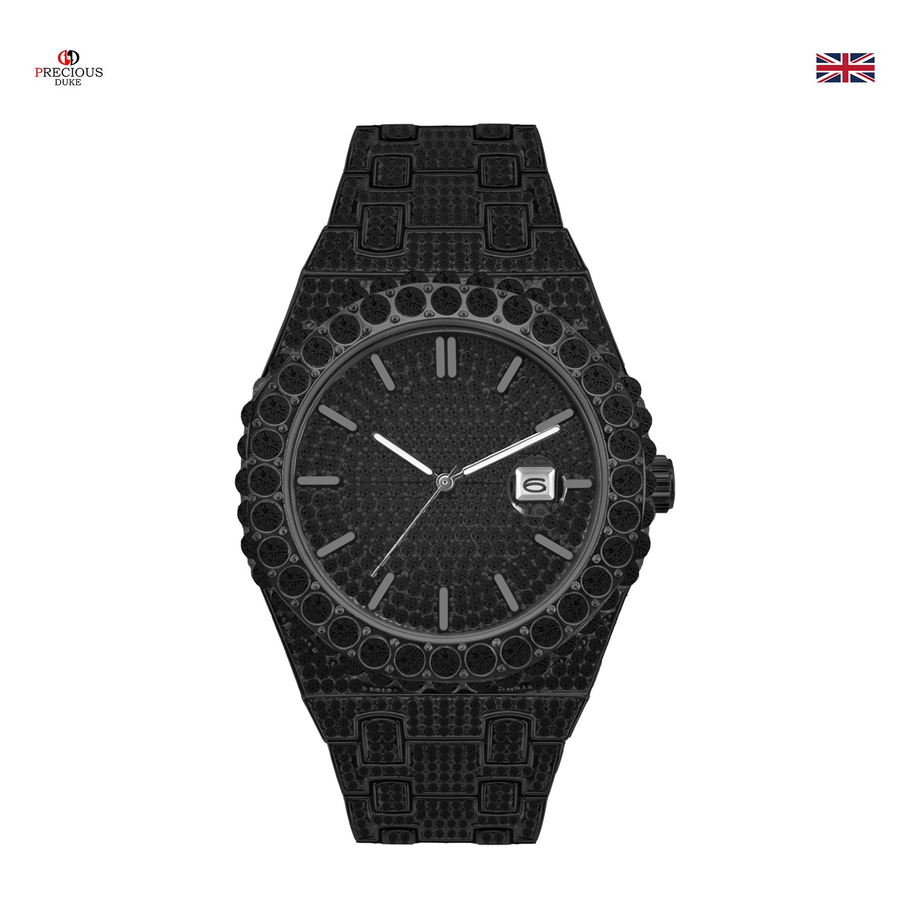 8243 Cinturino nero/Diamanti neri