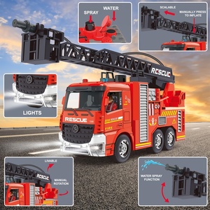 YX şarj edilebilir uzaktan kumanda oyuncak itfaiye kamyonu 1:20 ölçekli yangın söndürme araç püskürtme su özelliği elektrik güç şarj - Product Image 4