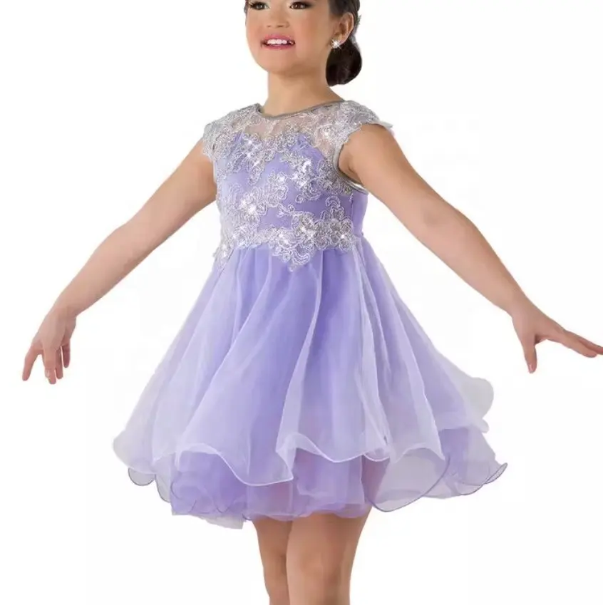 Venta barata de fábrica, vestido lírico de poliéster, traje de baile para niñas, vestido moderno lírico Esmeralda, faldas, traje de baile para niñas