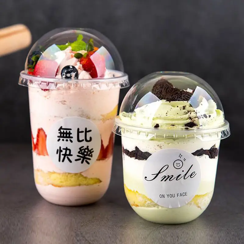 JIMI Disposable PET PP Clear Plastic Cups For Party Coffee Yogurt Cake Dessert Milkshake Ice Cream Cold Drink Plastic Cup