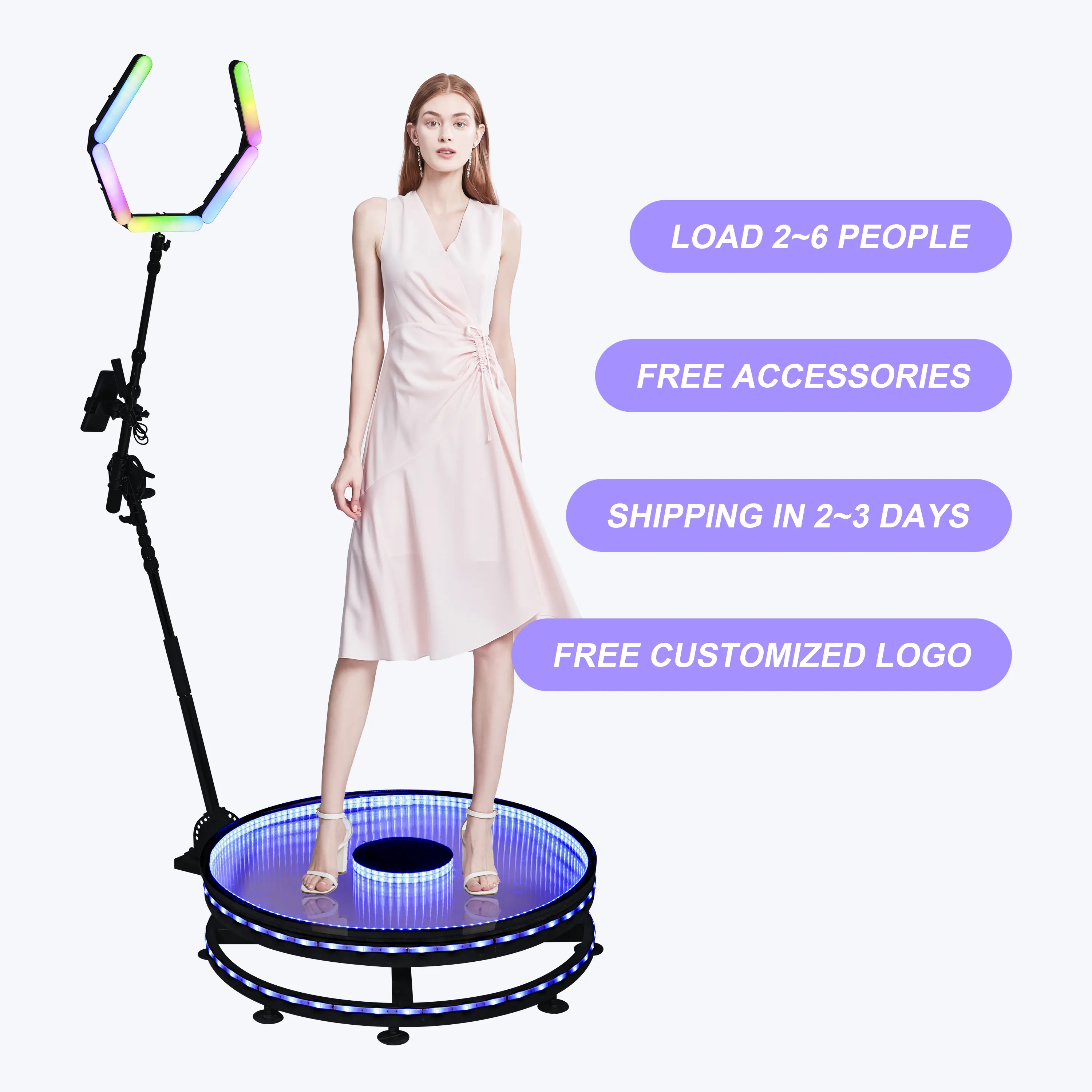 Wedding 3D Ring Light Camera Backdrop Round Label For Photobooth Photo Booth