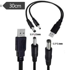 สาย USB 2-in-1เป็น DC 3.5*1.35/5.5*2.1มม. ยาว0.3ม. ทำจาก PVC มีประกัน12เดือน - Product Image 1