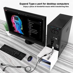 Adaptador USB macho a doble tipo C hembra con extensión de Cable de entrada de auriculares PD para Xbox One Series PS4PS5 Laptop USB C Hub Output - Product Image 4