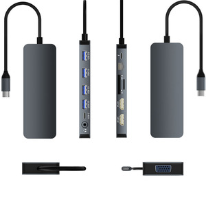 Adaptador de carga multifunción 13 en 1 para hub de HDMI, adaptador de carga DP 4K 60Hz 120Hz RJ45 VGA, convertidor PD 100W USB 3,0 2,0