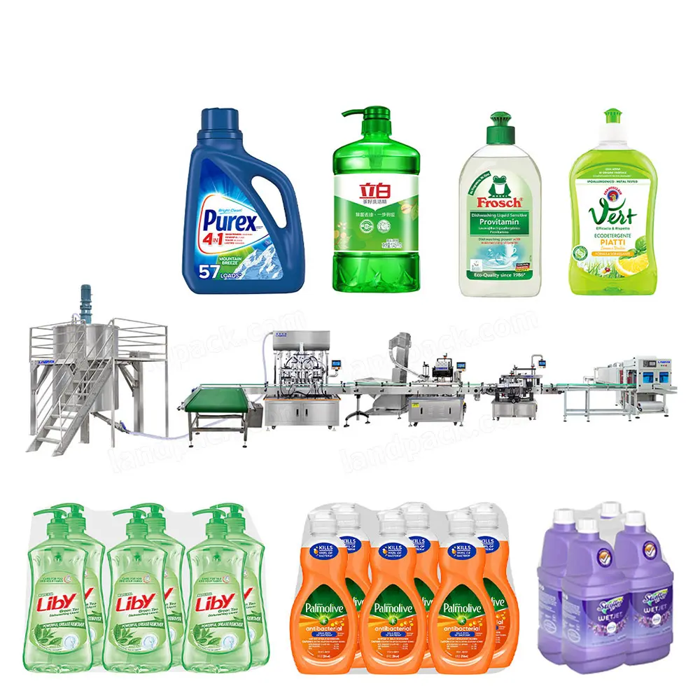 Línea de fabricación completa, detergente, champú, jabón líquido, equipo de línea de producción, crema automática, loción, línea de producción de cosméticos