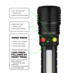 JF应急灯手电筒强力手电筒充电式发光二极管安全手电筒手电筒 - Product Image 4