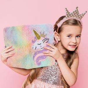 Diario de felpa de unicornio con cerradura y llaves, cuaderno borroso, diario borroso para niñas, diario escolar, diario secreto con bolígrafo - Product Image 6
